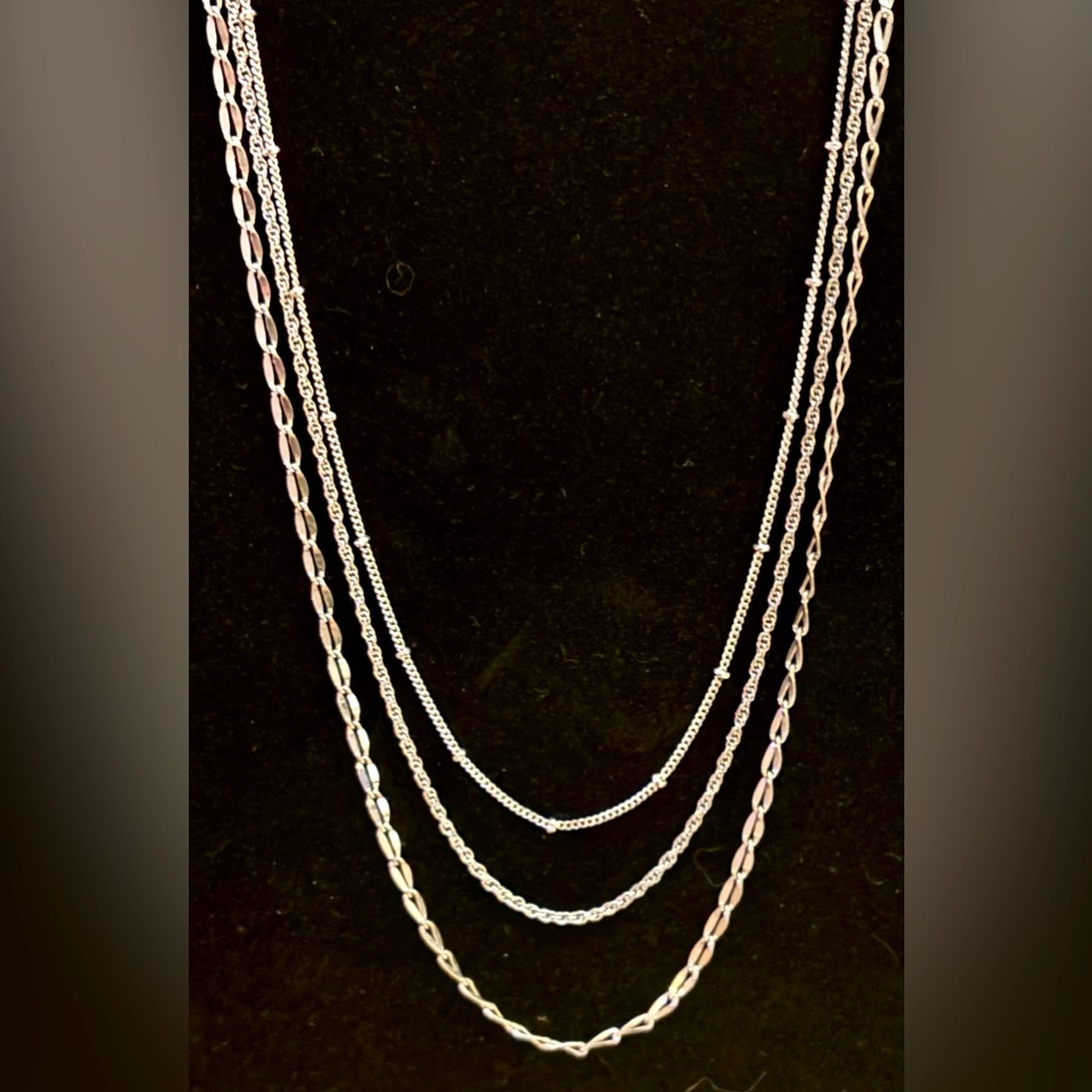Silver Plated 3-Strand Chain Necklace